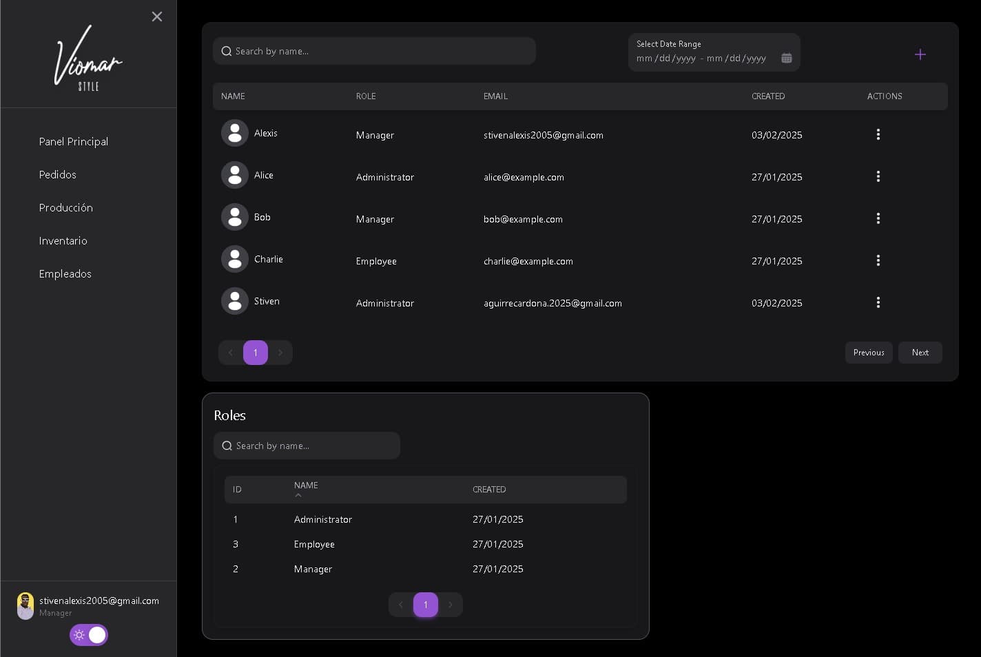 Gestor administrativo de pedidos VIO