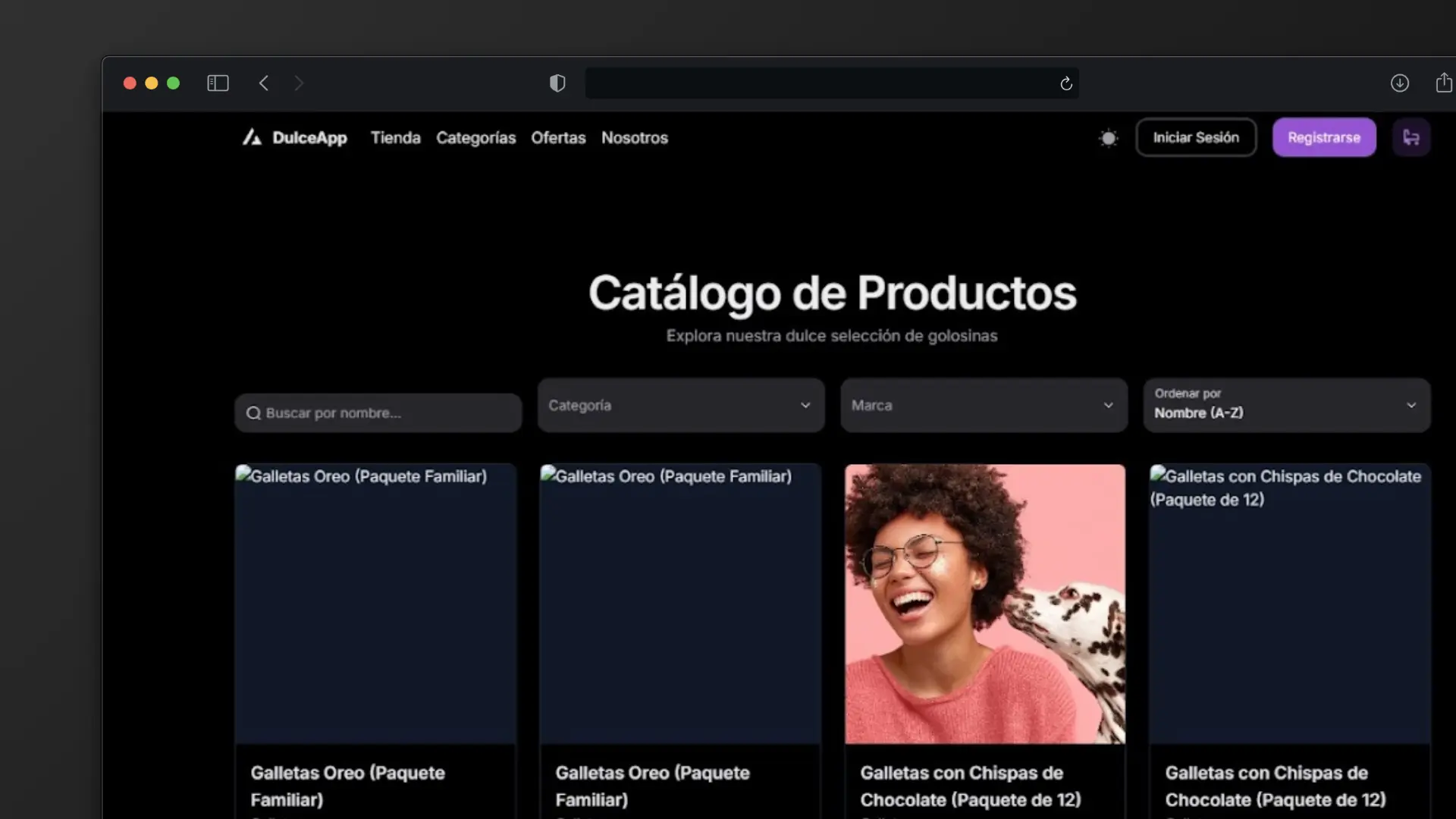 Captura de pantalla del proyecto E-commerce para Distribuidora de Dulces